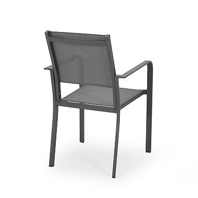 Madison Outdoor Modern Aluminum Dining Chair with Mesh Seat by Christopher Knight Home