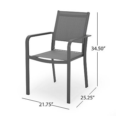 Madison Outdoor Modern Aluminum Dining Chair with Mesh Seat by Christopher Knight Home