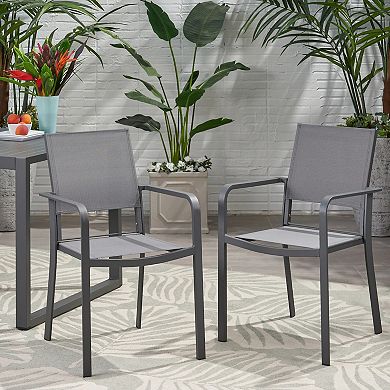 Madison Outdoor Modern Aluminum Dining Chair with Mesh Seat by Christopher Knight Home
