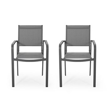 Madison Outdoor Modern Aluminum Dining Chair with Mesh Seat by Christopher Knight Home