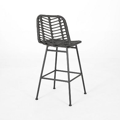 Sawtelle Outdoor Wicker Barstools (Set of 2) by Christopher Knight Home