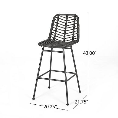 Sawtelle Outdoor Wicker Barstools (Set of 2) by Christopher Knight Home