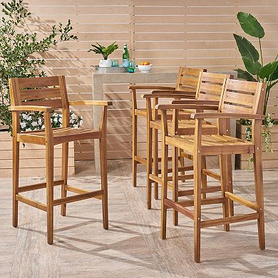 Stamford Outdoor Acacia Barstool (Set of 4) by Christopher Knight Home