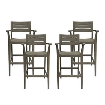 Stamford Outdoor Acacia Barstool (Set of 4) by Christopher Knight Home