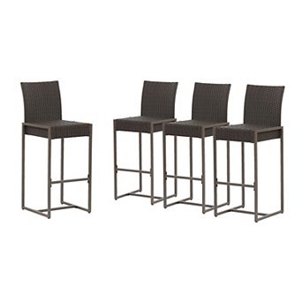 Conway Outdoor Wicker Barstools (Set of 4) by Christopher Knight Home