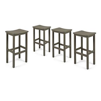 Caribbean Acacia Wood Outdoor Bar Stool (Set of 4) by Christopher Knight Home