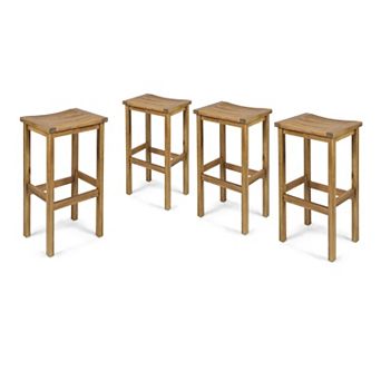 Caribbean Acacia Wood Outdoor Bar Stool (Set of 4) by Christopher Knight Home