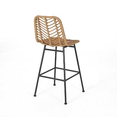 Sawtelle Outdoor Wicker Barstools (Set of 4) by Christopher Knight Home