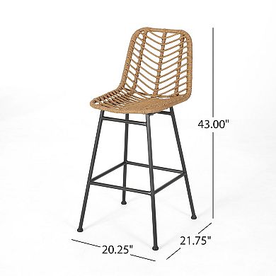 Sawtelle Outdoor Wicker Barstools (Set of 4) by Christopher Knight Home