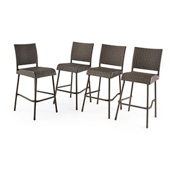 Neal Outdoor Wicker Bar Stools by Christopher Knight Home