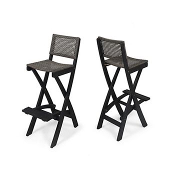 Polaris Acacia Wood Outdoor Folding Barstools (Set of 2) by Christopher Knight Home