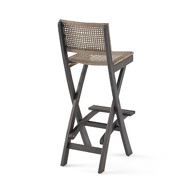 Polaris Acacia Wood Outdoor Folding Barstools (Set of 2) by Christopher Knight Home