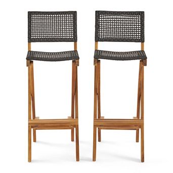 Polaris Acacia Wood Outdoor Folding Barstools (Set of 2) by Christopher Knight Home