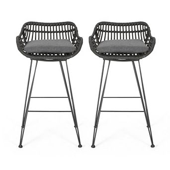 Dale Outdoor Wicker Barstools (Set of 2) by Christopher Knight Home