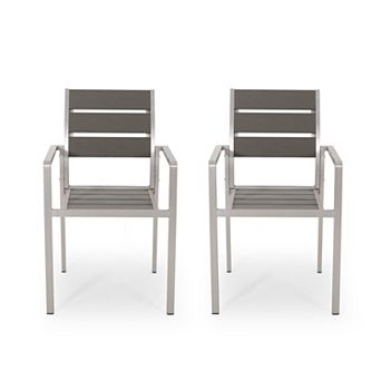 Cape Coral Outdoor Modern Aluminum Dining Chair (Set of 2) by Christopher Knight Home