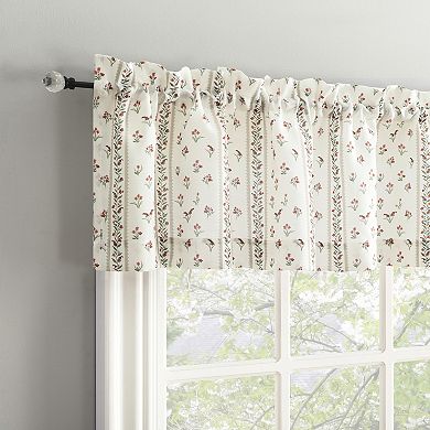 No. 918 Riverwood Floral Stripe Semi-Sheer Rod Pocket Kitchen Curtain Valance