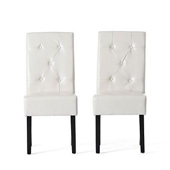 Taylor Ivory Leather Dining Chair Set of 2 by Christopher Knight Home