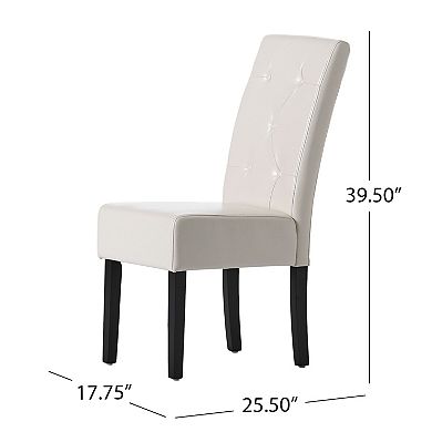 Taylor Ivory Leather Dining Chair Set of 2 by Christopher Knight Home