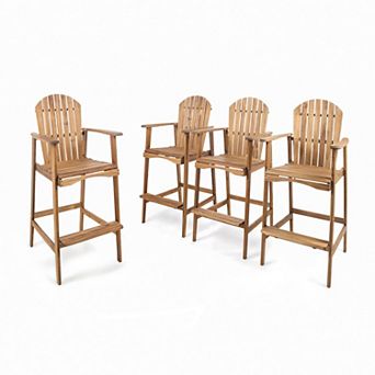 Malibu Outdoor Wood Acacia Barstool (Set of 4) by Christopher Knight Home