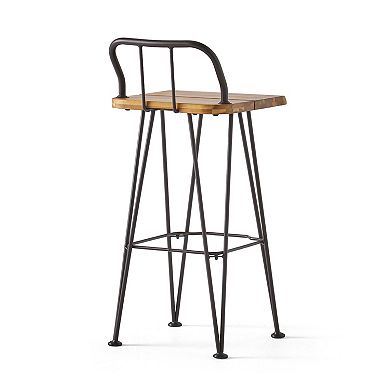 Denali Outdoor Industrial Wood Bar Stool (Set of 2) by Christopher Knight Home
