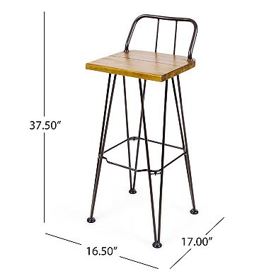 Denali Outdoor Industrial Wood Bar Stool (Set of 2) by Christopher Knight Home