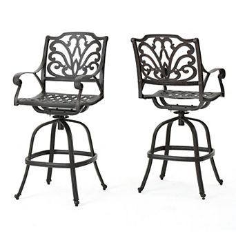 Jayden Outdoor Cast Aluminum Swivel Bar Stool (Set of 2) by Christopher Knight Home