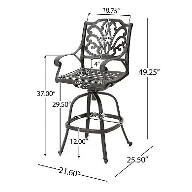 Jayden Outdoor Cast Aluminum Swivel Bar Stool (Set of 2) by Christopher Knight Home