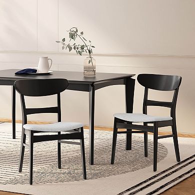 Mid-Century Modern Upholstered Rubberwood Dining Chair (Set of 2) by Christopher Knight Home