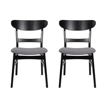 Mid-Century Modern Upholstered Rubberwood Dining Chair (Set of 2) by Christopher Knight Home