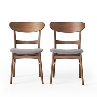 Mid-Century Modern Upholstered Rubberwood Dining Chair (Set of 2) by Christopher Knight Home