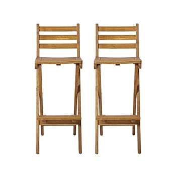Tundra Outdoor Acacia Wood Bar Stool by Christopher Knight Home (Set of 2)