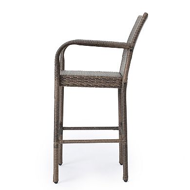Delfina Outdoor Wicker Barstools (Set of 2) by Christopher Knight Home