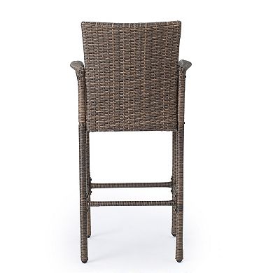 Delfina Outdoor Wicker Barstools (Set of 2) by Christopher Knight Home
