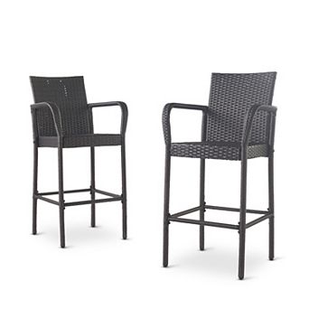 Delfina Outdoor Wicker Barstools (Set of 2) by Christopher Knight Home
