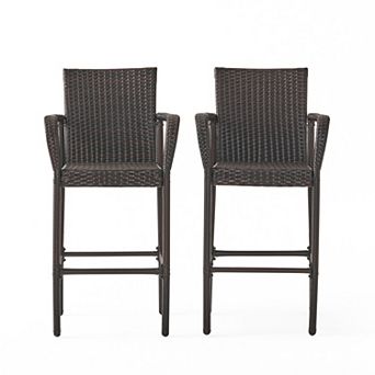 Delfina Outdoor Wicker Barstools (Set of 2) by Christopher Knight Home