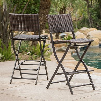 Margarita Outdoor Wicker Barstool (Set of 2) by Christopher Knight Home