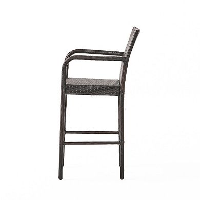 Delfina Outdoor Wicker Barstool (Set of 4) by Christopher Knight Home