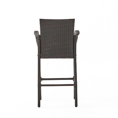Delfina Outdoor Wicker Barstool (Set of 4) by Christopher Knight Home