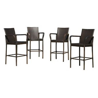 Delfina Outdoor Wicker Barstool (Set of 4) by Christopher Knight Home