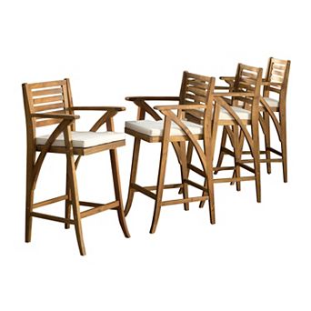 Hermosa Acacia Wood Cushioned Bar Stool (Set of 4) by Christopher Knight Home