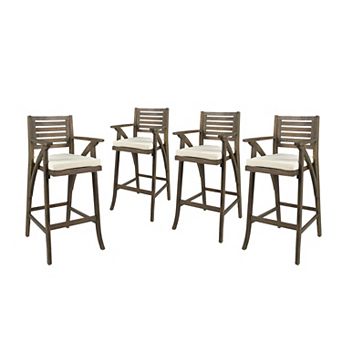Hermosa Acacia Wood Cushioned Bar Stool (Set of 4) by Christopher Knight Home
