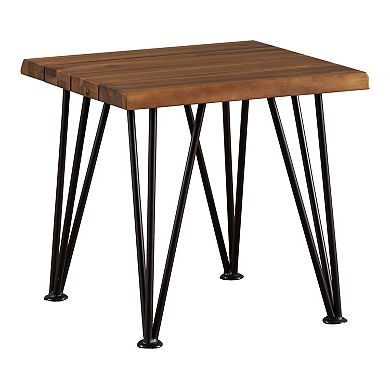 Zion Outdoor Acacia Wood Industrial Side Table by Christopher Knight Home