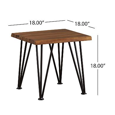 Zion Outdoor Acacia Wood Industrial Side Table by Christopher Knight Home