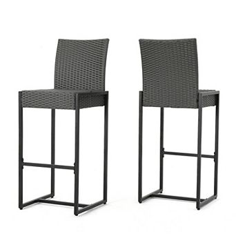 Conway Outdoor Wicker Barstool (Set of 2) by Christopher Knight Home