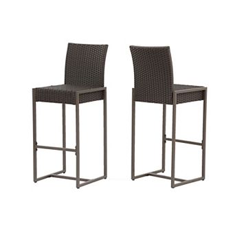 Conway Outdoor Wicker Barstool (Set of 2) by Christopher Knight Home