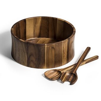 Acacia Wood Salad Bowl with Servers Perfect for Salads, Fruits & Entertaining