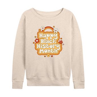 Plus Size Happy Black History Month Floral French Terry Long Sleeve Tee