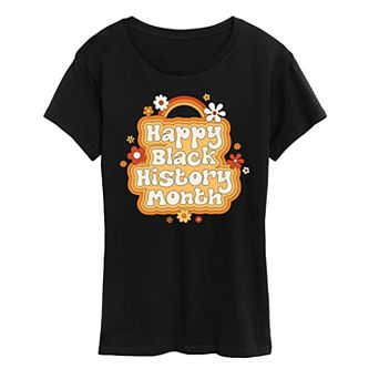 Plus Size Happy Black History Month Floral Graphic Tee