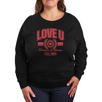 Plus Size Love U Forever & Always Collegiate French Terry Long Sleeve Tee