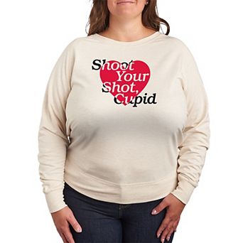 Plus Size Shoot Your Shot Cupid French Terry Long Sleeve Tee